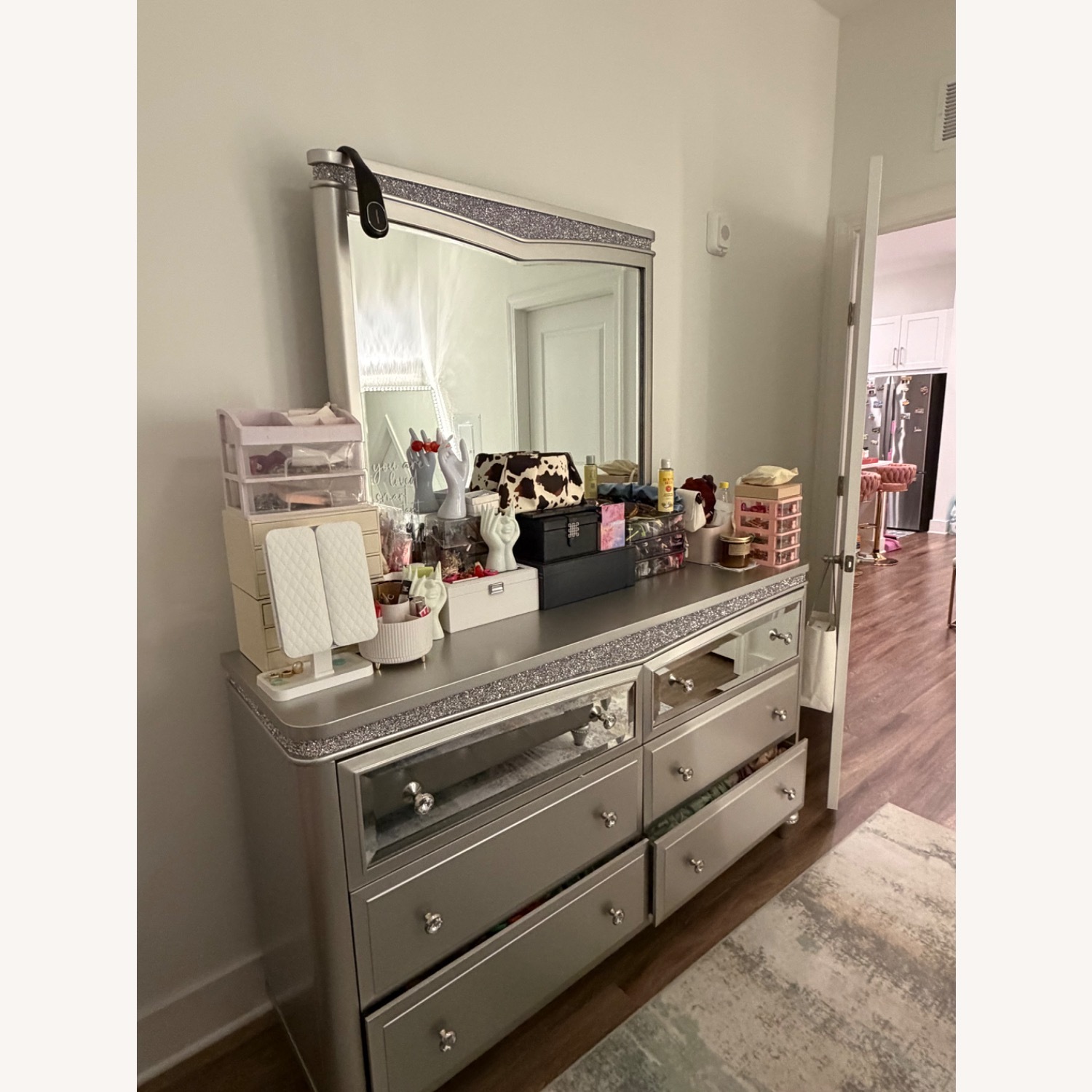Posh Silver Dresser with Mirror - image-3