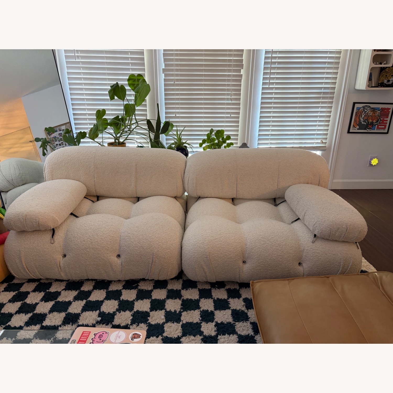 Mario Bellini White Boucle 2 Piece Sectional - image-1