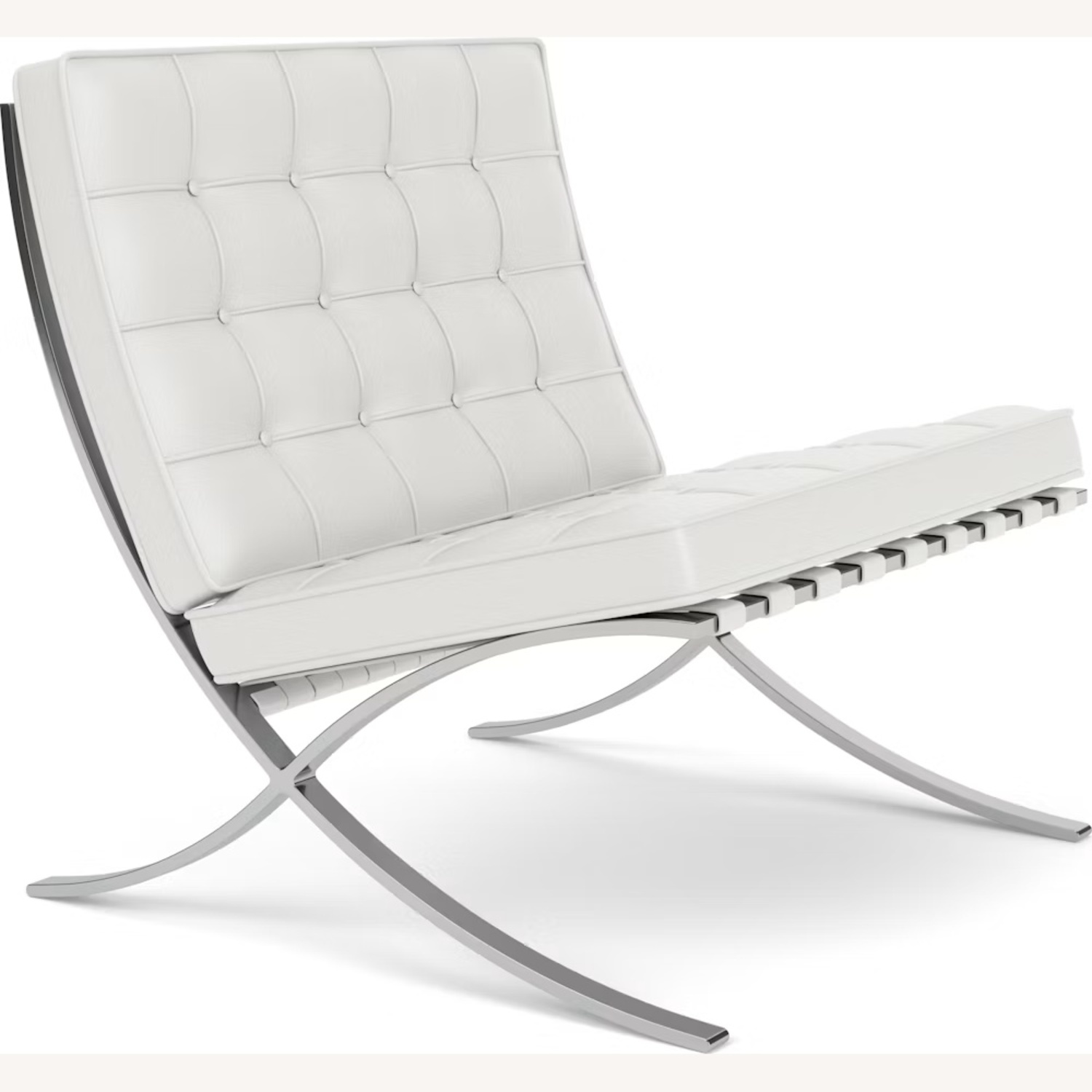 Knoll Barcelona Chair White Leather Accent Chairs - image-8