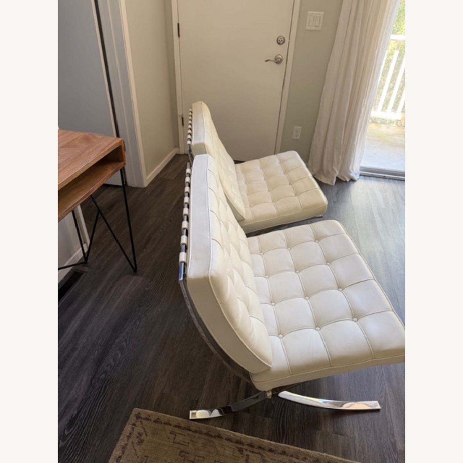 Knoll Barcelona Chair White Leather Accent Chairs - image-3
