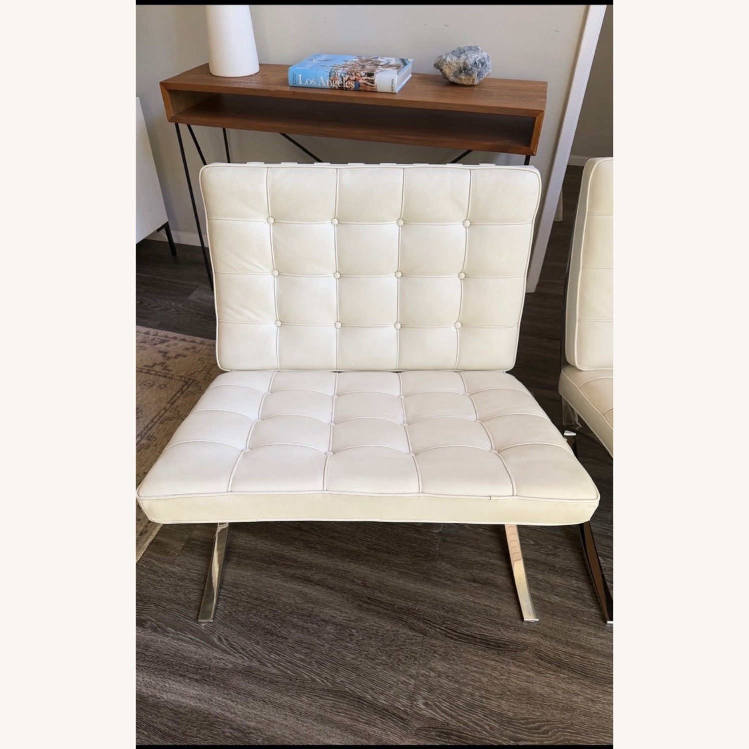 Knoll Barcelona Chair White Leather Accent Chairs - image-1