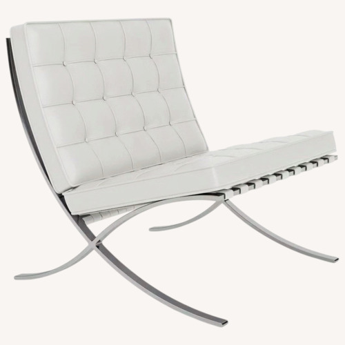 Used Knoll Barcelona Chair White Leather Accent Chairs for sale on AptDeco