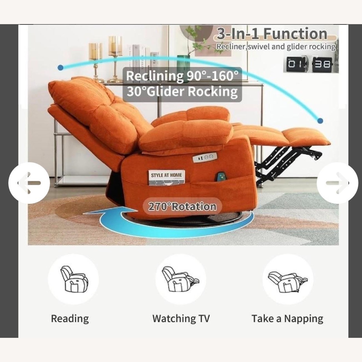 Amazon Orange Recliner - image-2