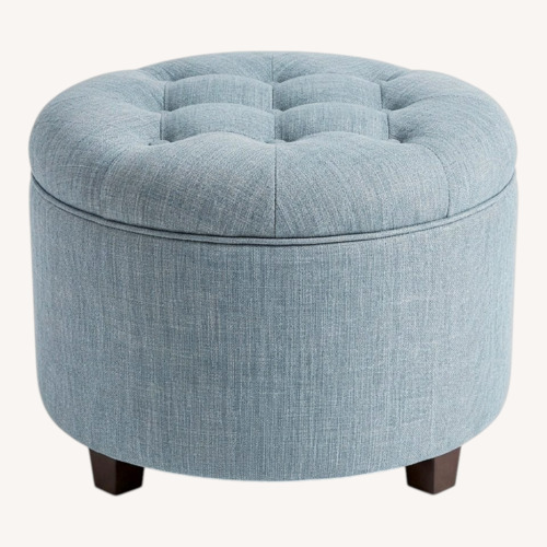 Used West Elm Blue Tufted Ottoman Storage Pouf  for sale on AptDeco