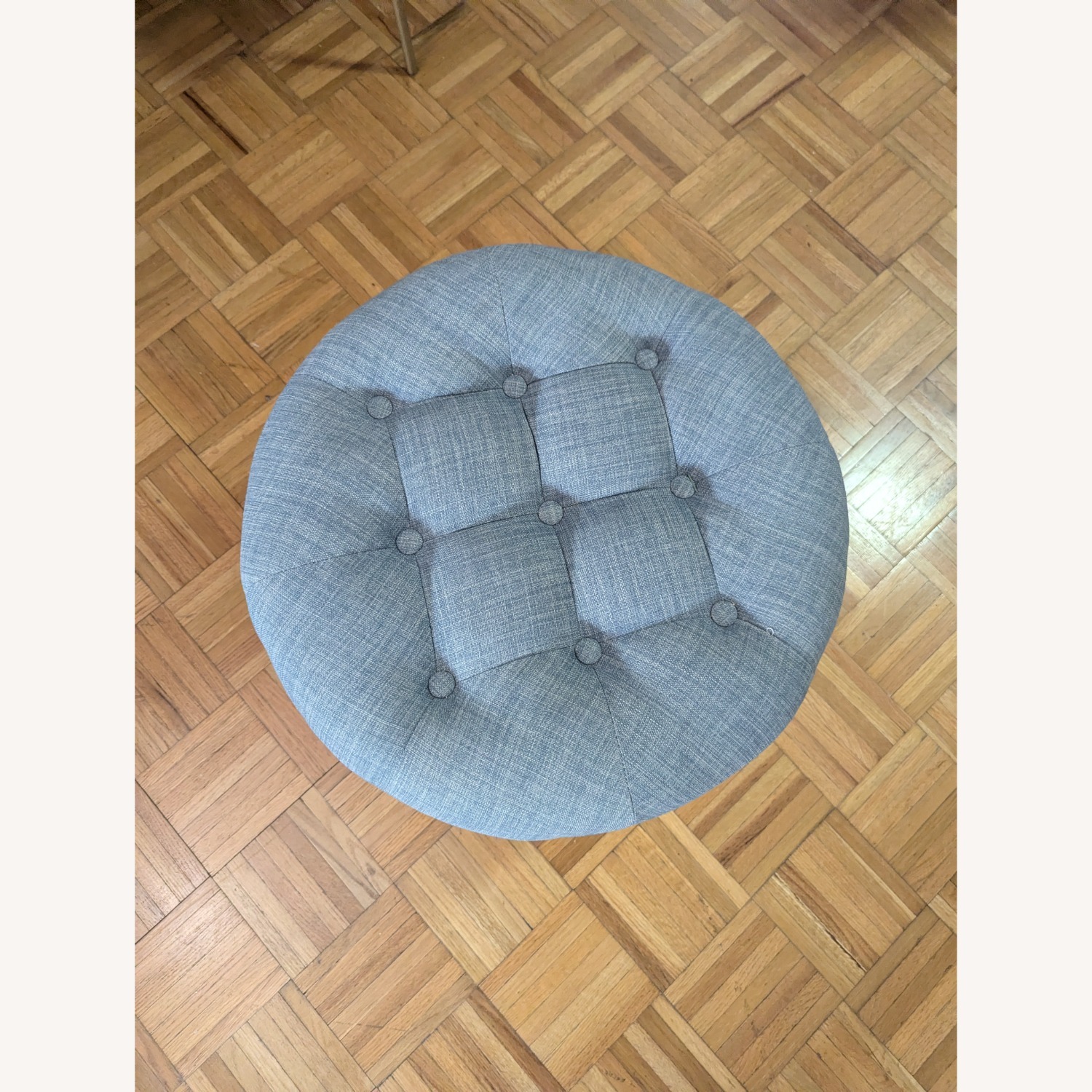 West Elm Blue Tufted Ottoman Storage Pouf  - image-2