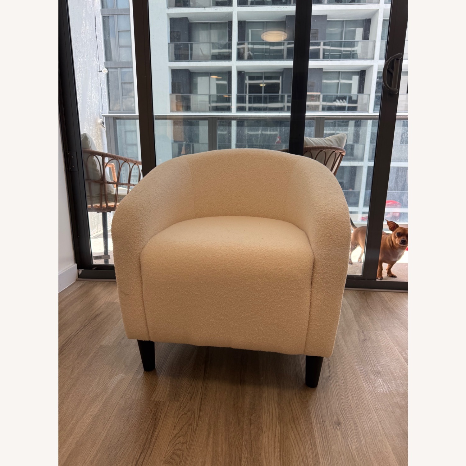 Yaheetech White Boucle Accent Chair - image-1