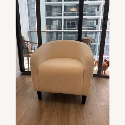 Used Yaheetech White Boucle Accent Chair for sale on AptDeco