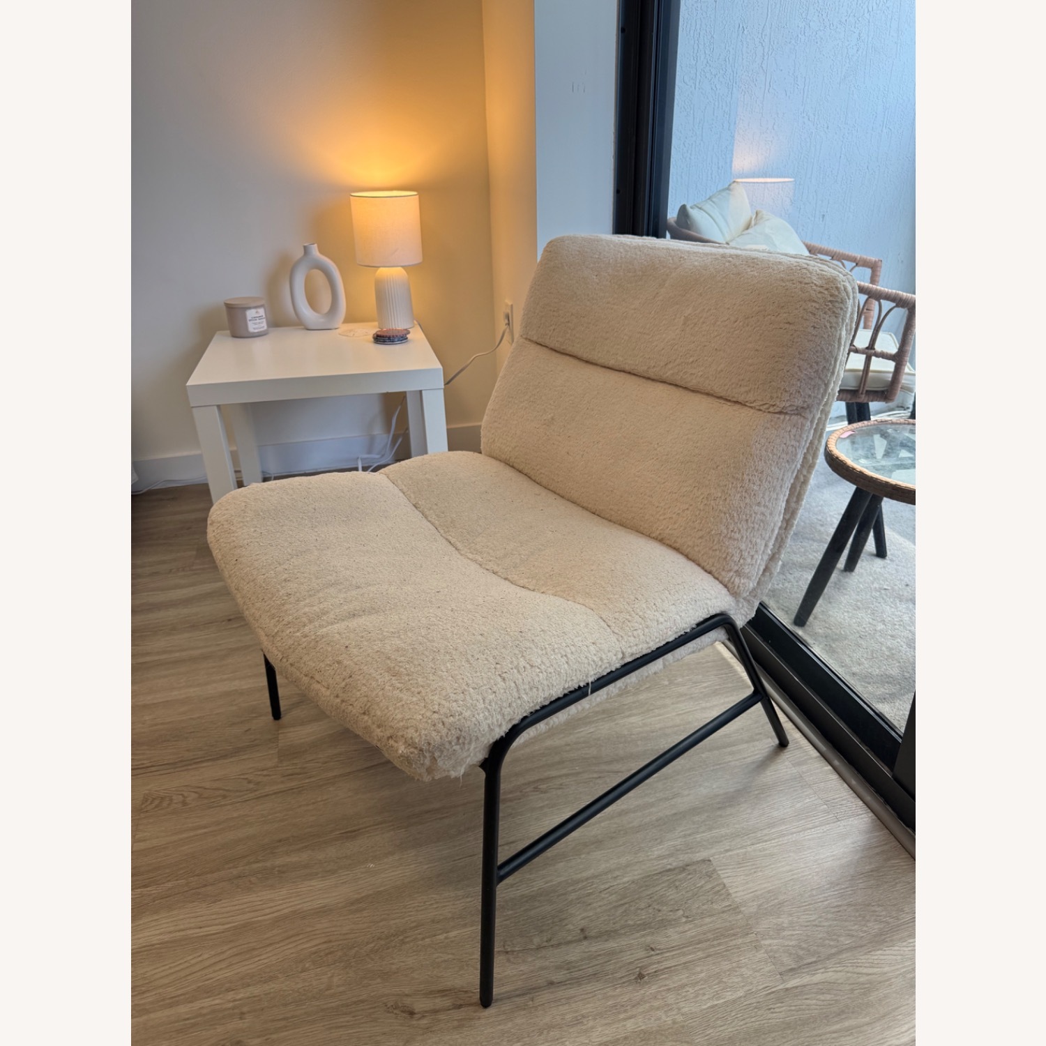 White Boucle Accent Chair - image-3