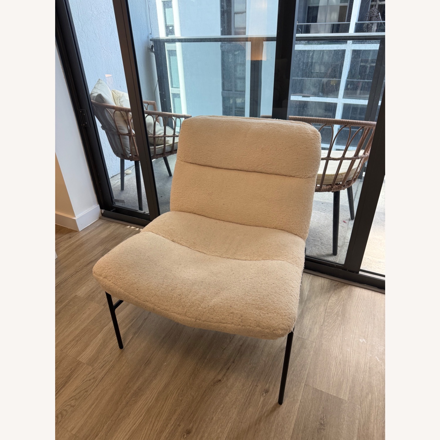 White Boucle Accent Chair - image-2