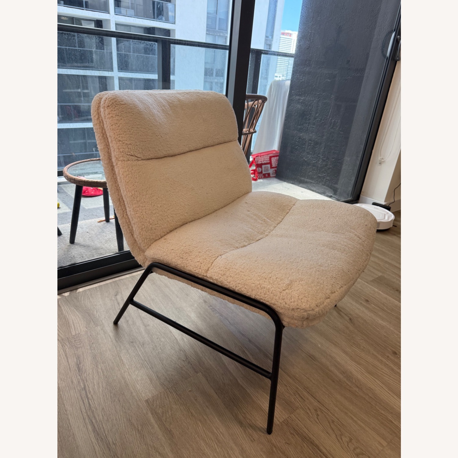 White Boucle Accent Chair - image-4