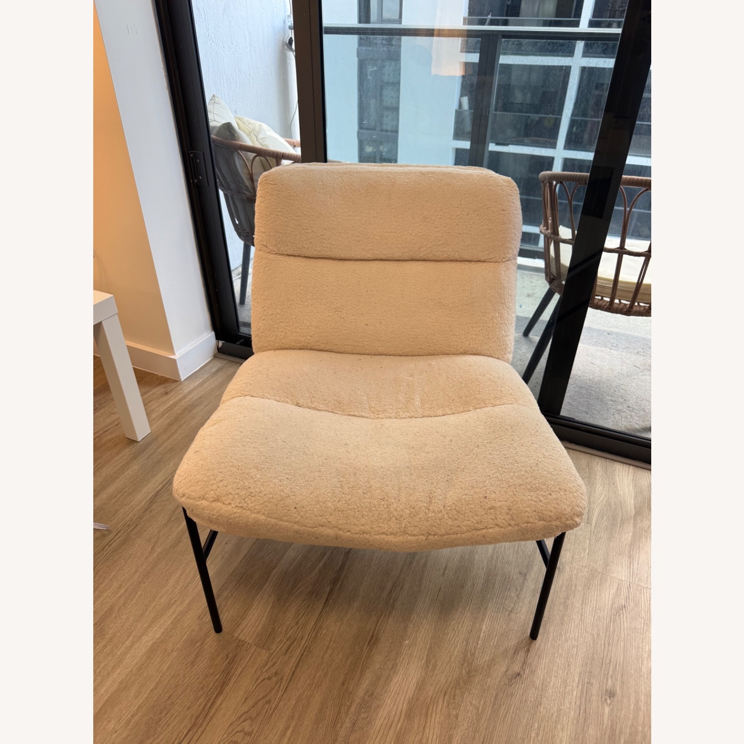 White Boucle Accent Chair - image-1