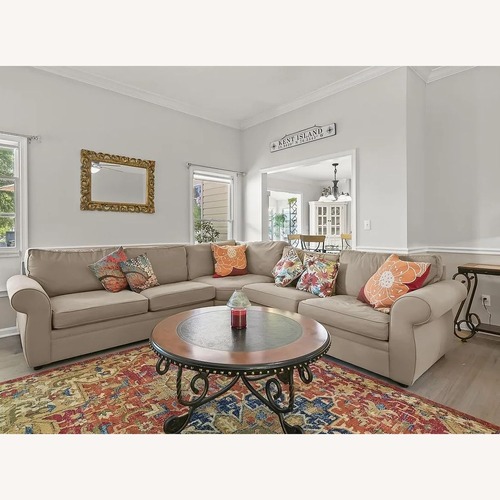 Used Pottery Barn L-Shape Couch With 2 Ottomans for sale on AptDeco