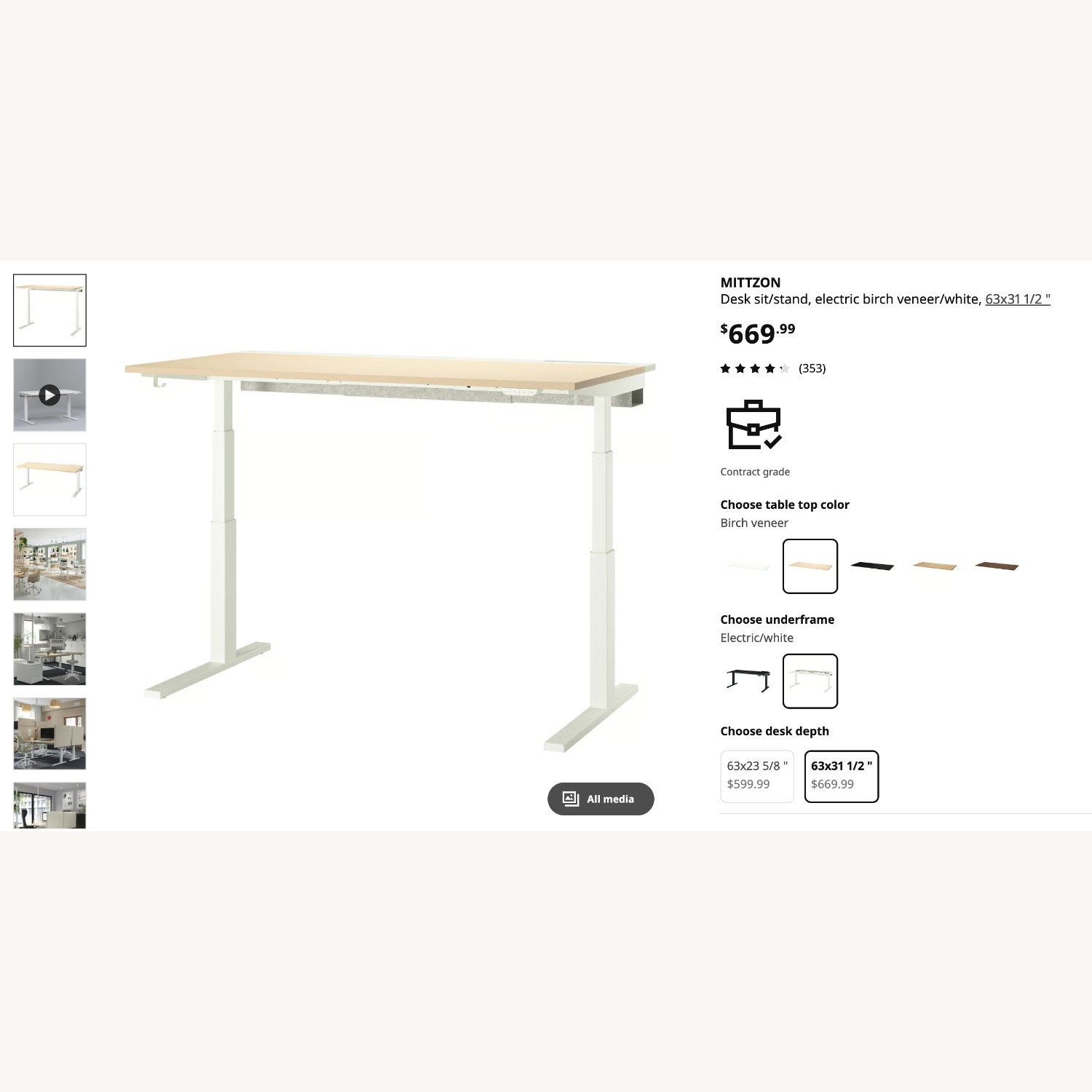 IKEA Mittzon White Wood Desk - image-6