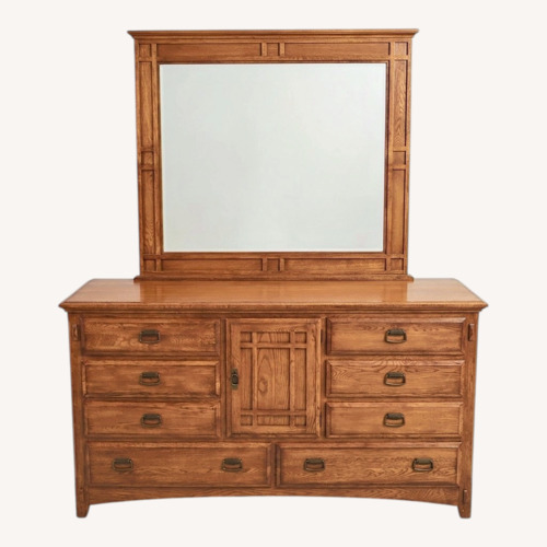 Used Wood Dresser 8 Drawers With Mirror for sale on AptDeco