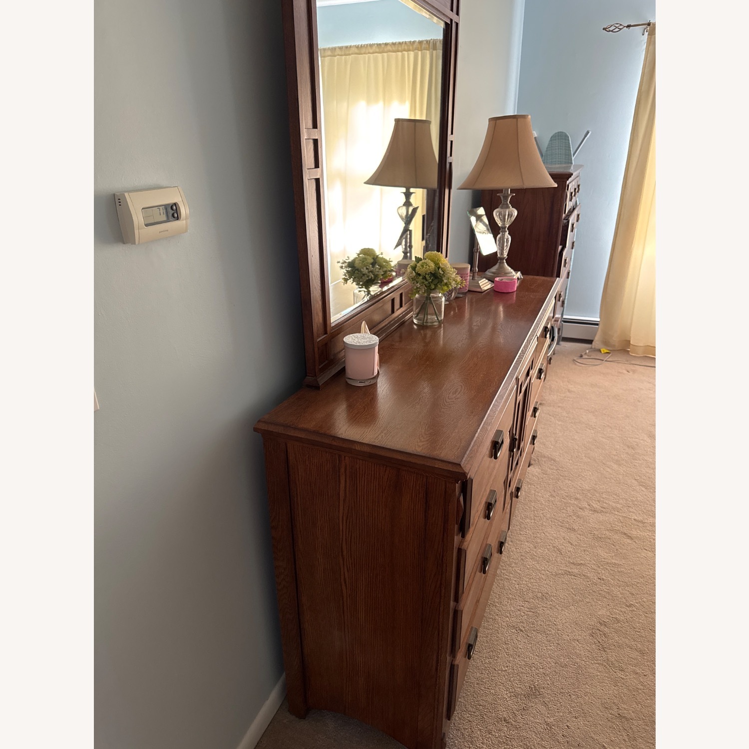 Wood Dresser 8 Drawers With Mirror - image-2