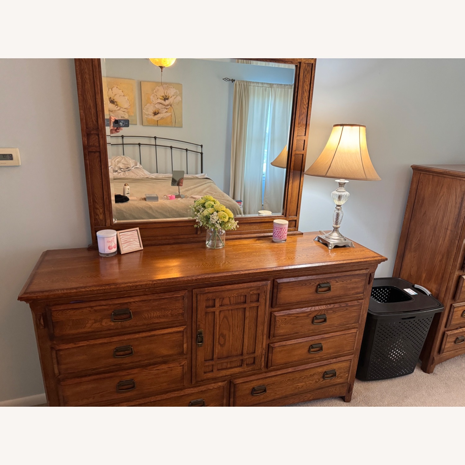 Wood Dresser 8 Drawers With Mirror - image-1