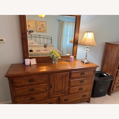 Used Wood Dresser 8 Drawers With Mirror for sale on AptDeco