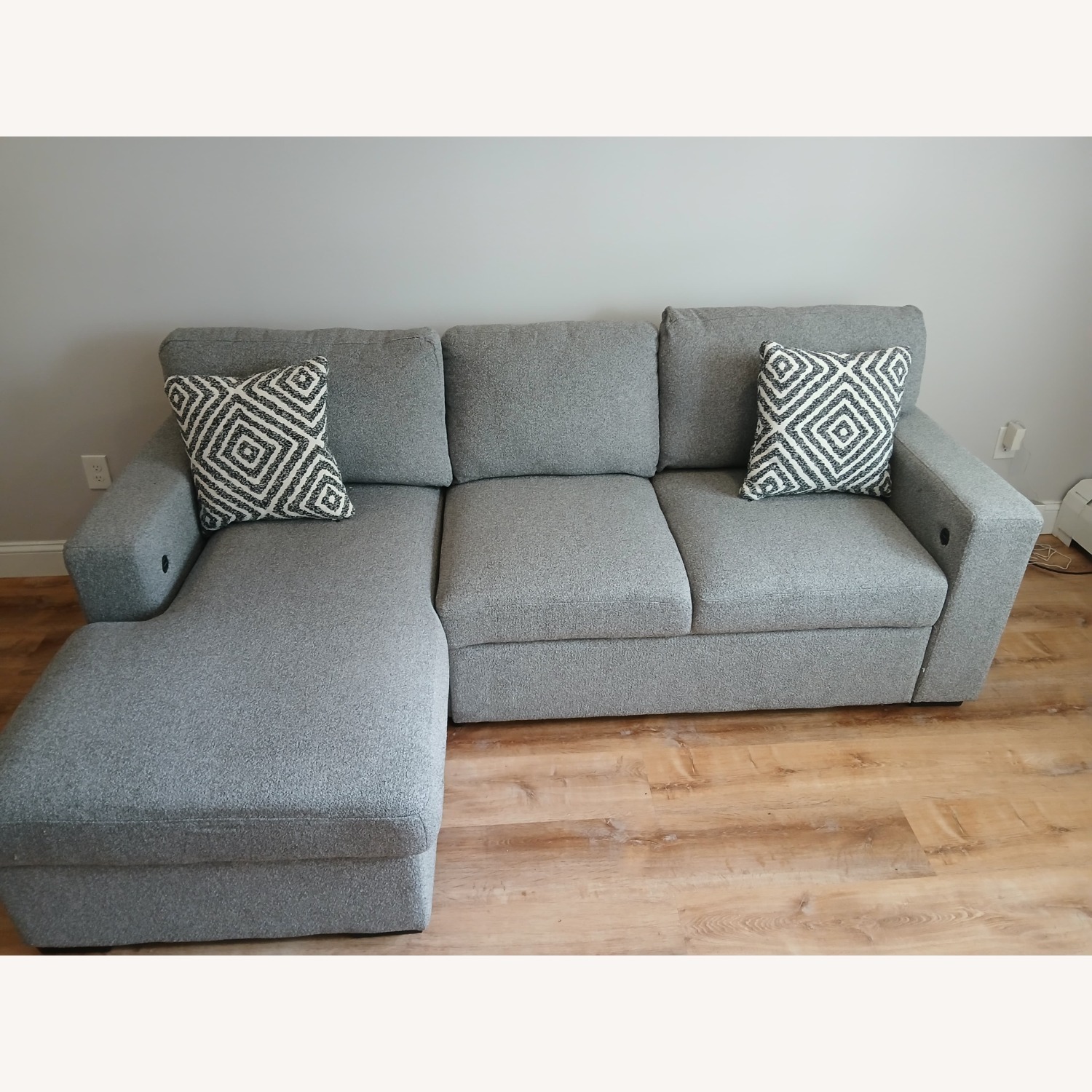 Light Gray Fabric Sleeper Sofa - image-2