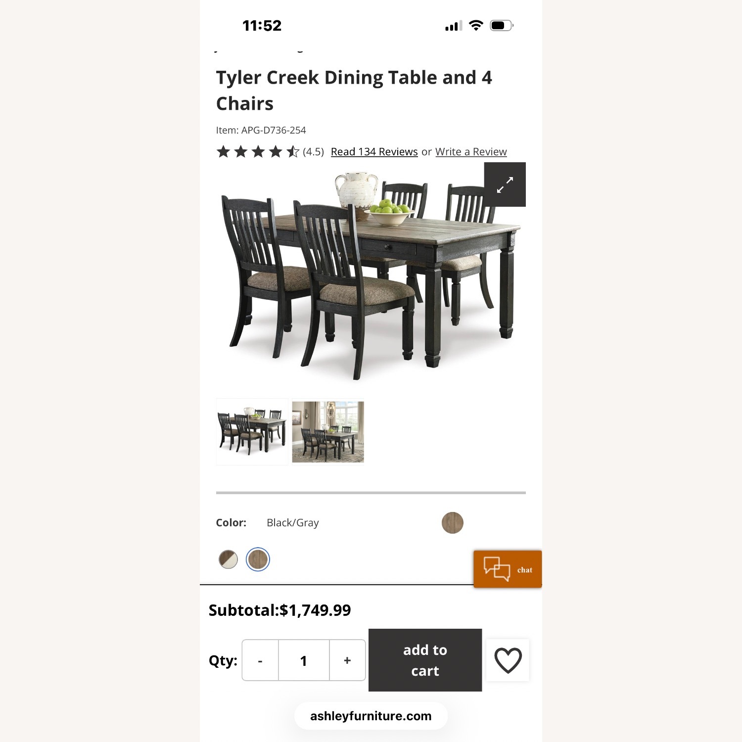 Ashley Furniture Tyler Creek Black Wood Dining Set - image-1