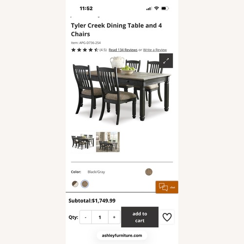 Used Ashley Furniture Tyler Creek Black Wood Dining Set for sale on AptDeco