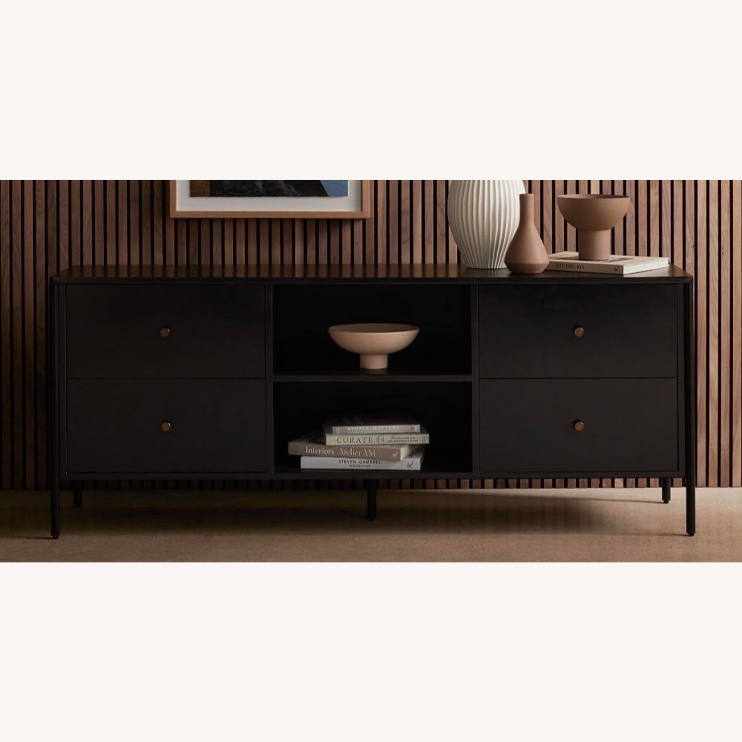 Pottery Barn Black Harmon Media Console (70") - image-1