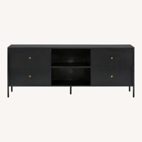 Used Pottery Barn Black Harmon Media Console (70") for sale on AptDeco