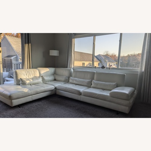 Used Bloomingdale's White Leather 2 Piece Sectional for sale on AptDeco