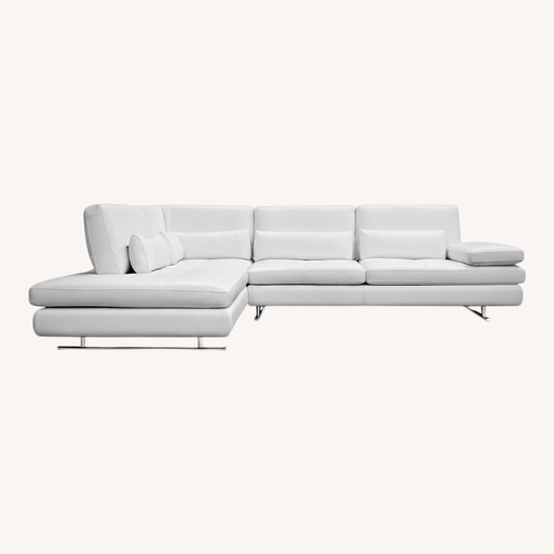 Used Bloomingdale's White Leather 2 Piece Sectional for sale on AptDeco