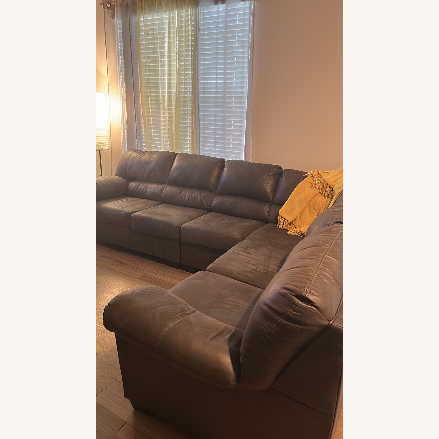 Dark Gray Suede 2 Piece Sectional with Ottoman  - image-1