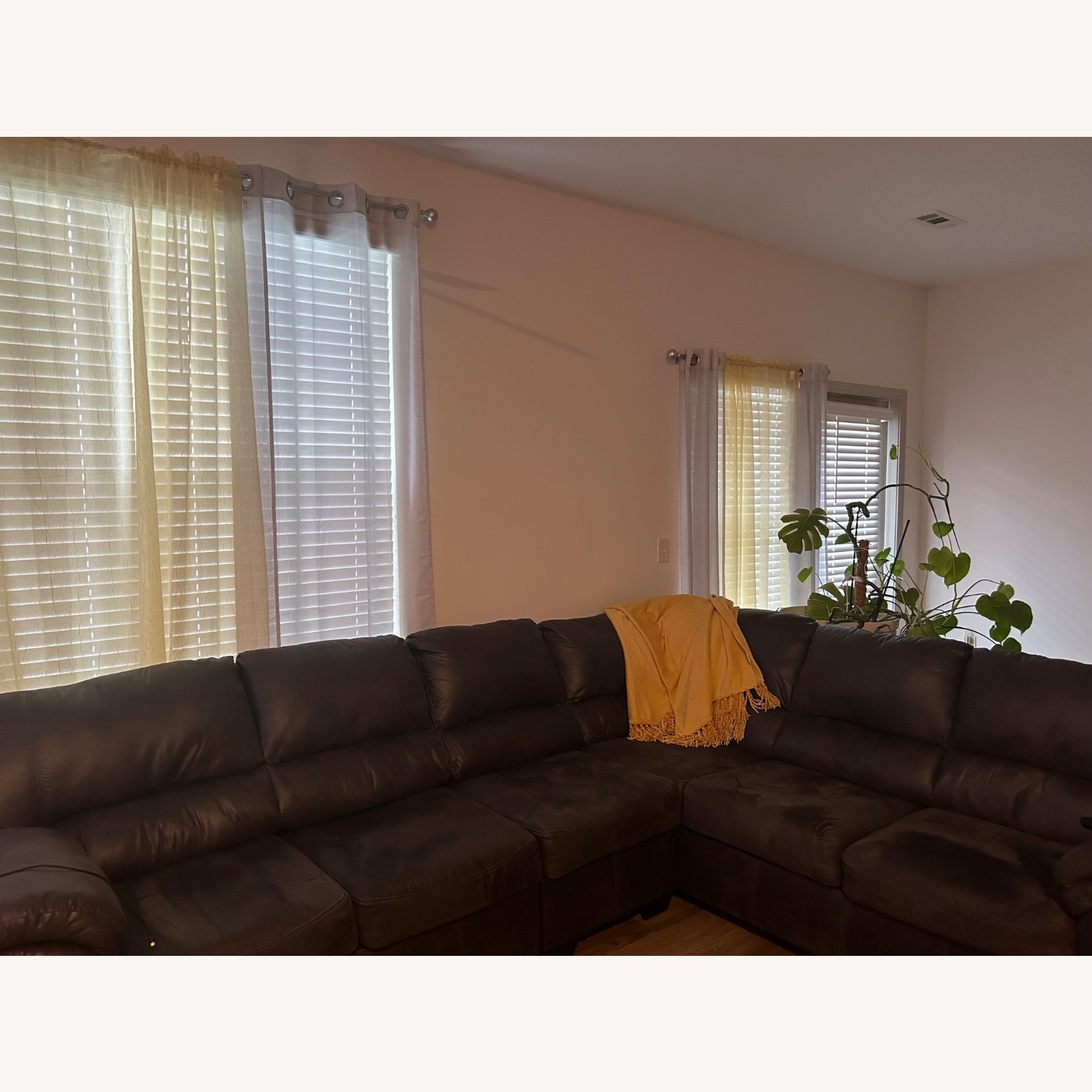 Dark Gray Suede 2 Piece Sectional with Ottoman  - image-3