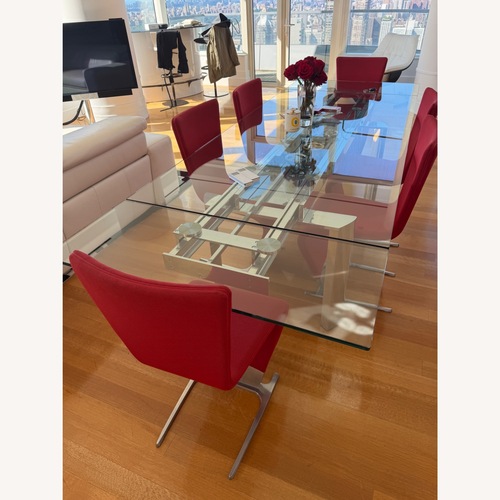 Used Roche Bobois Dyna Red Fabric Dining Chairs for sale on AptDeco