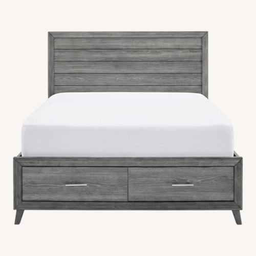 Used Raymour & Flanigan Gray Tobyn Platform Storage Bed for sale on AptDeco