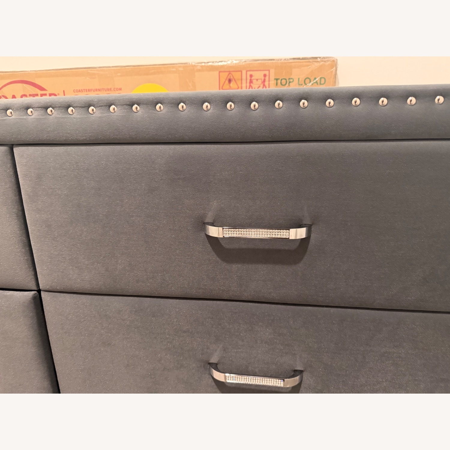 Ashley Furniture Light Gray Suede Dresser - image-1