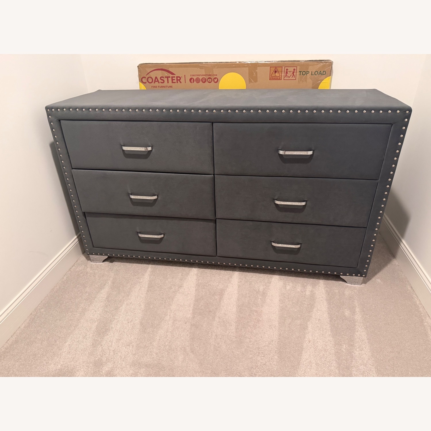 Ashley Furniture Light Gray Suede Dresser - image-4
