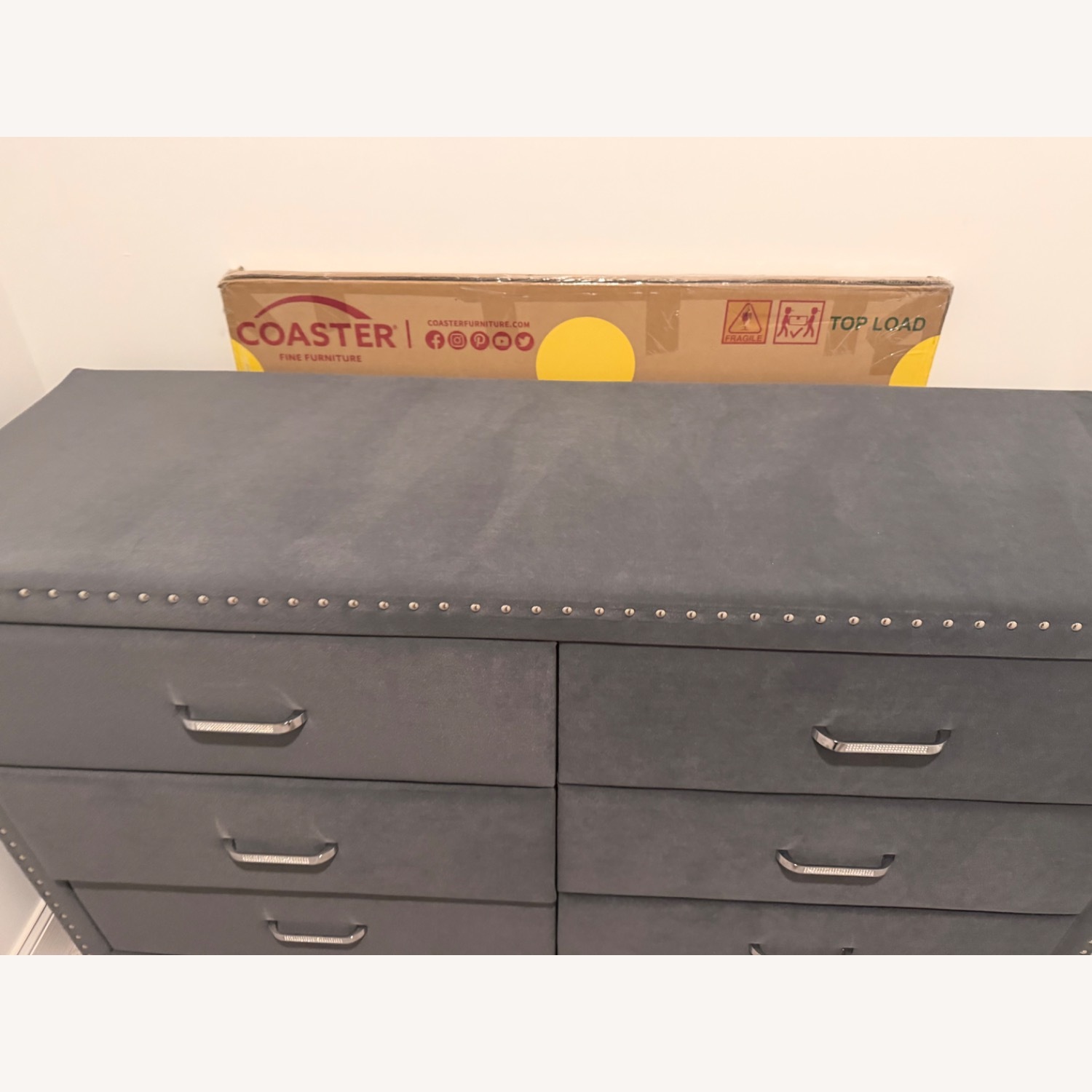 Ashley Furniture Light Gray Suede Dresser - image-3