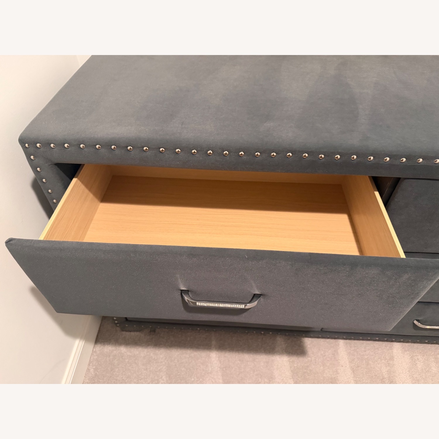 Ashley Furniture Light Gray Suede Dresser - image-2