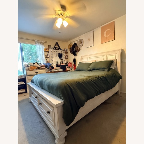Used Ashley Furniture Robbinsdale White Wood Queen Bed for sale on AptDeco