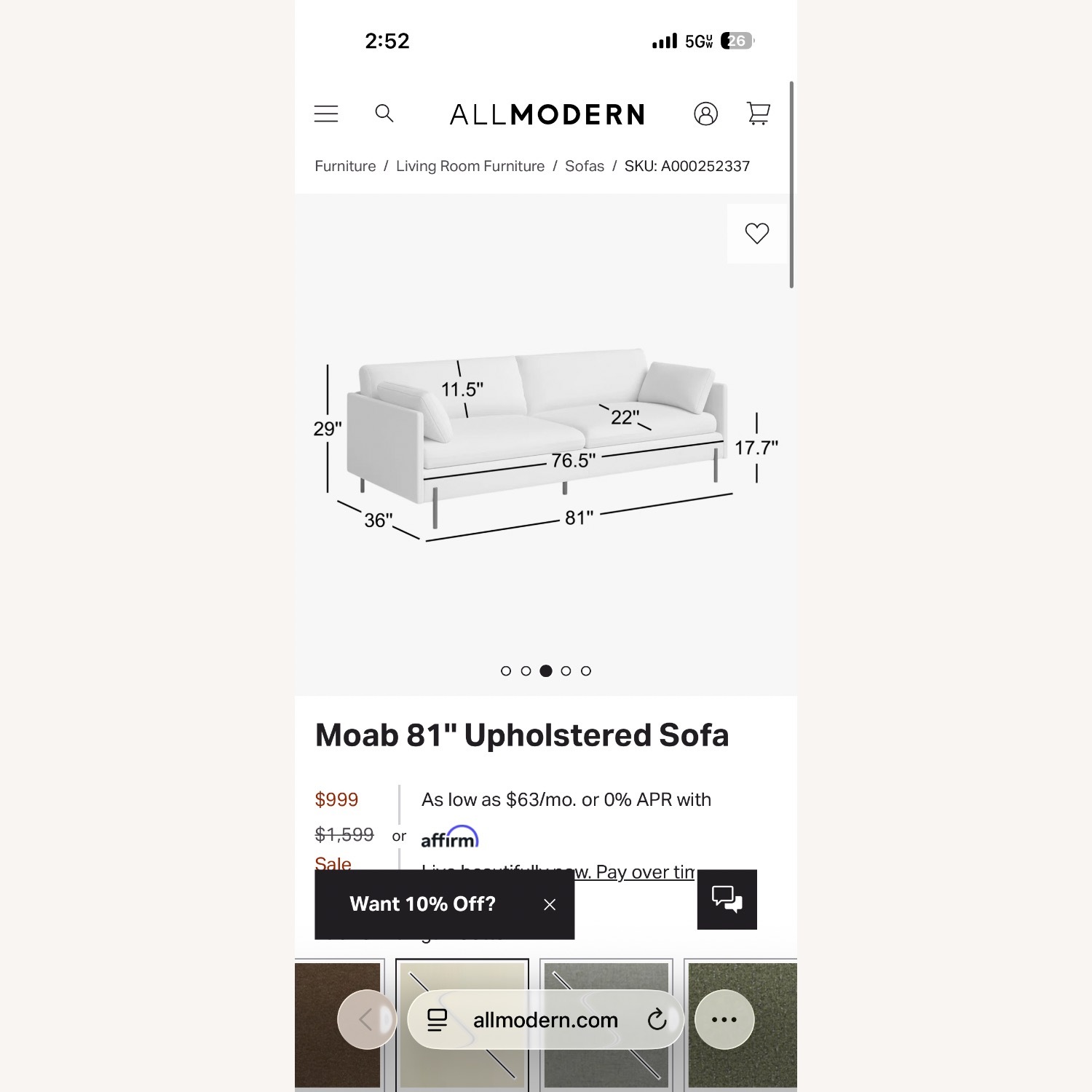 AllModern Moab 81'' Upholstered Sofa - image-8