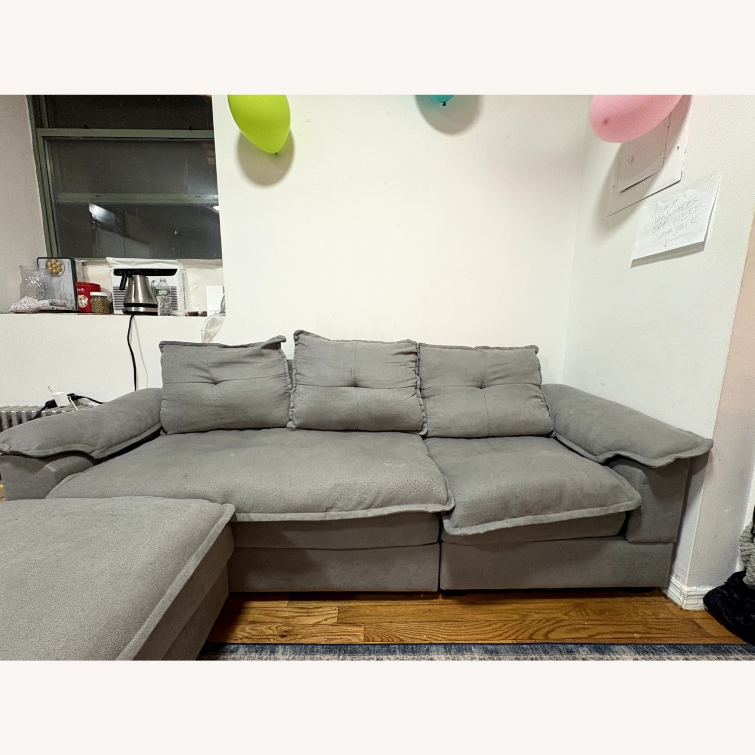 Light Gray Fabric 3+ Seater Sofa - image-3