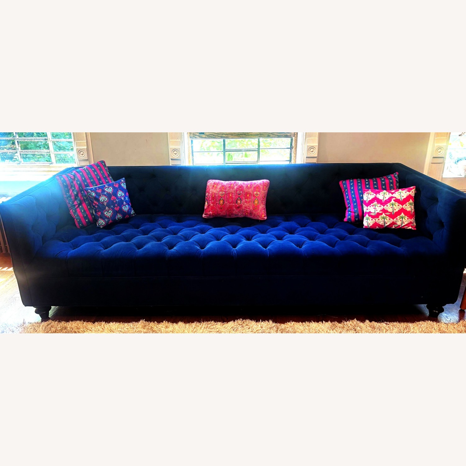 ModShop Navy Velvet Deep Tufted Sofa - image-1