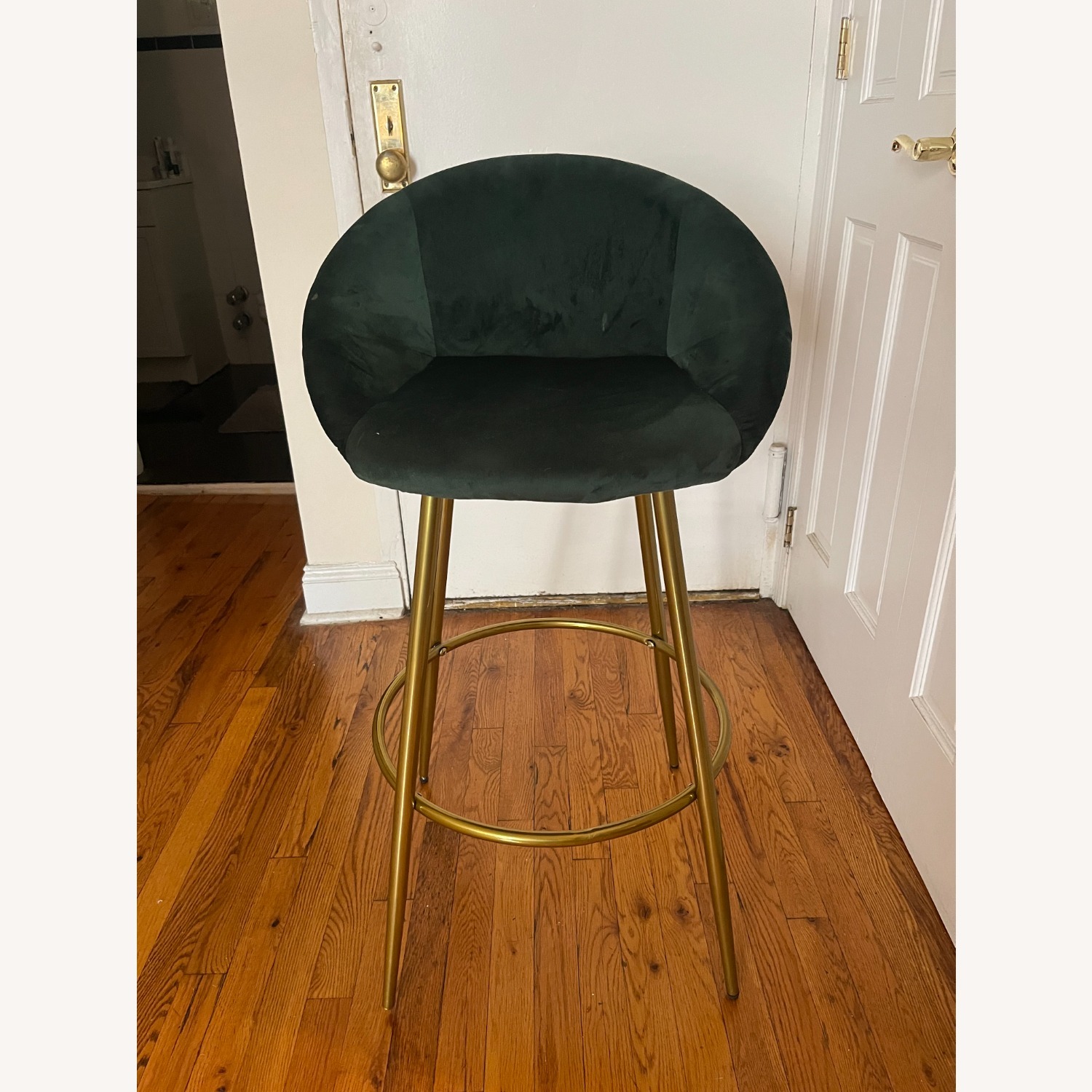 Dark Green Velvet Stools - image-1