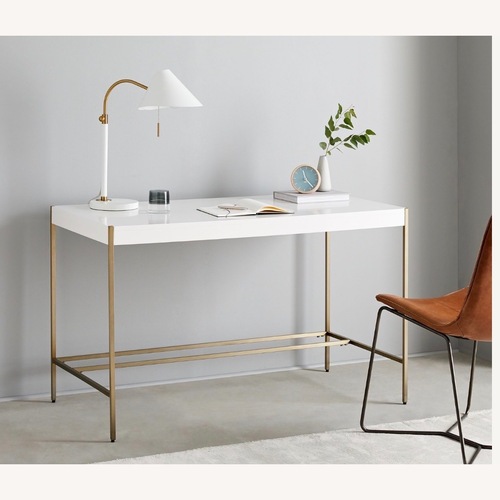 Used West Elm Zane White Desk for sale on AptDeco