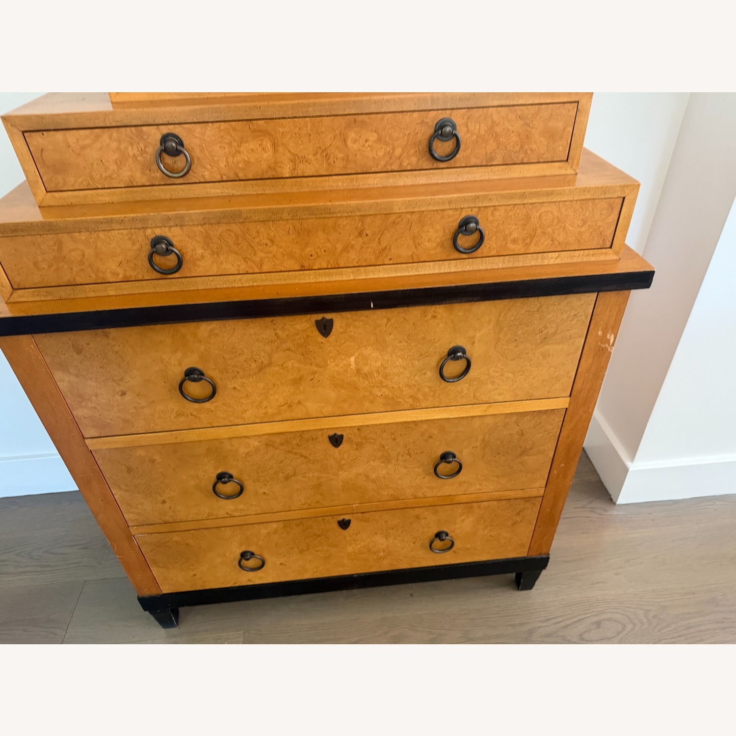 Biedermeier Reproduction Dark Brown Wood Chest - image-5