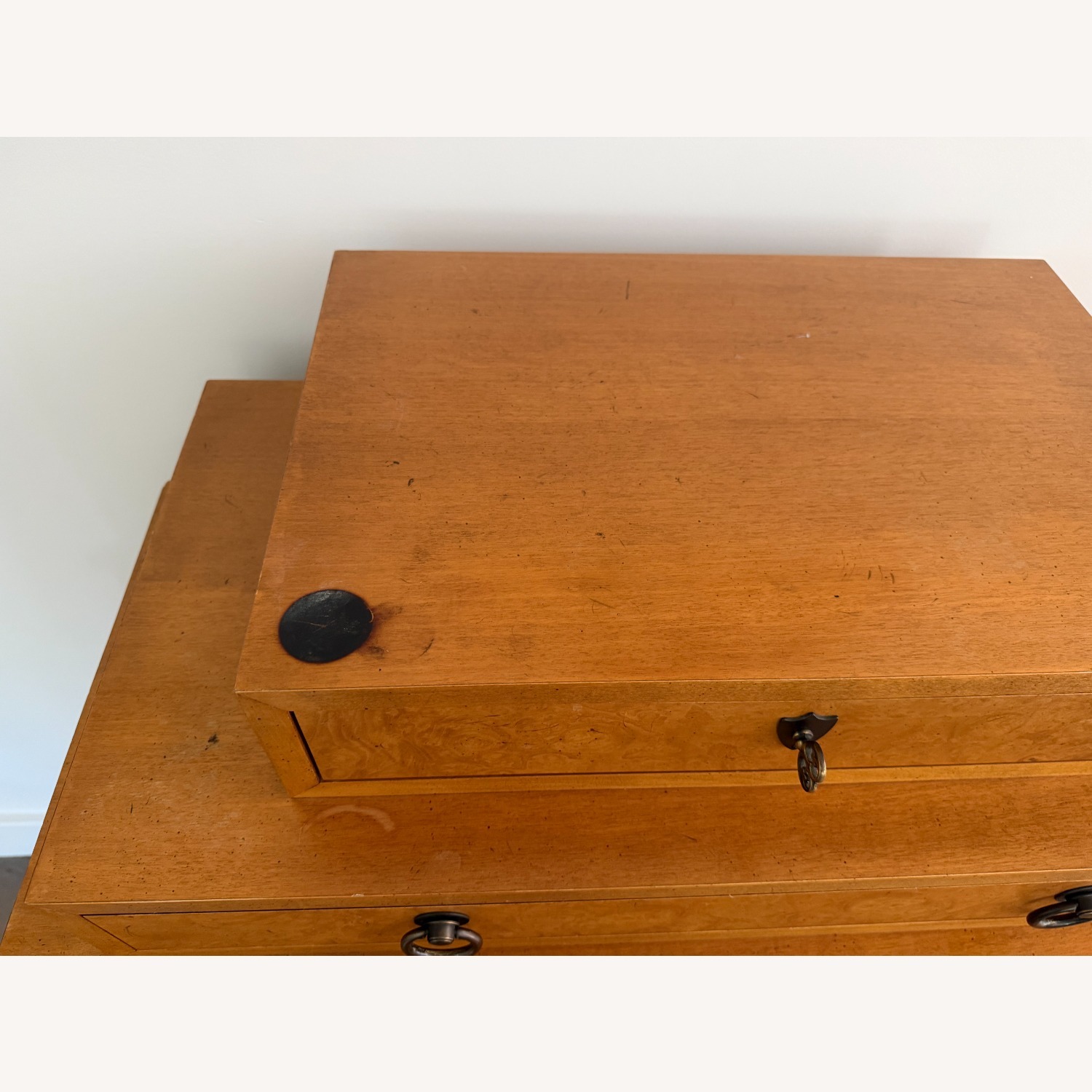Biedermeier Reproduction Dark Brown Wood Chest - image-4