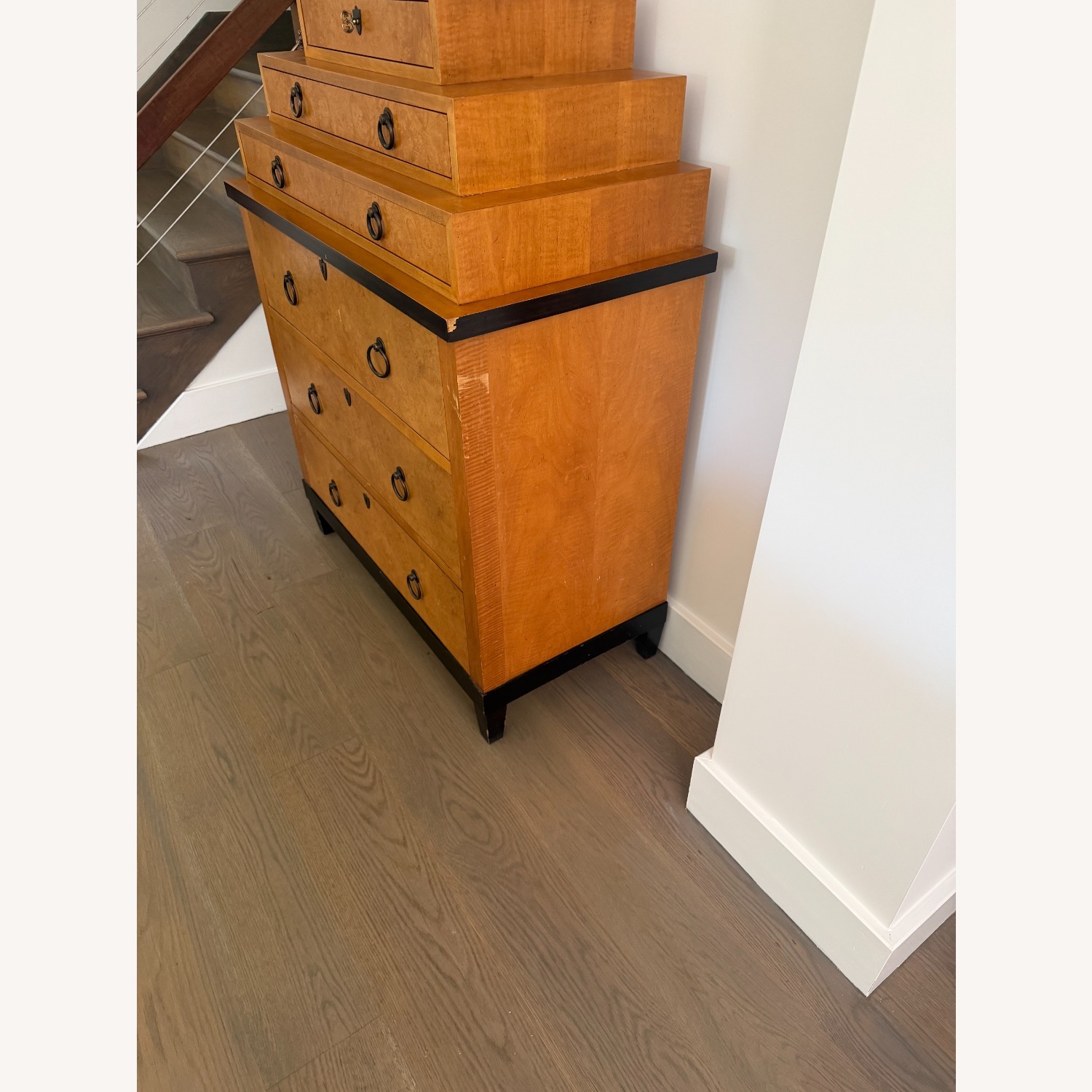 Biedermeier Reproduction Dark Brown Wood Chest - image-2