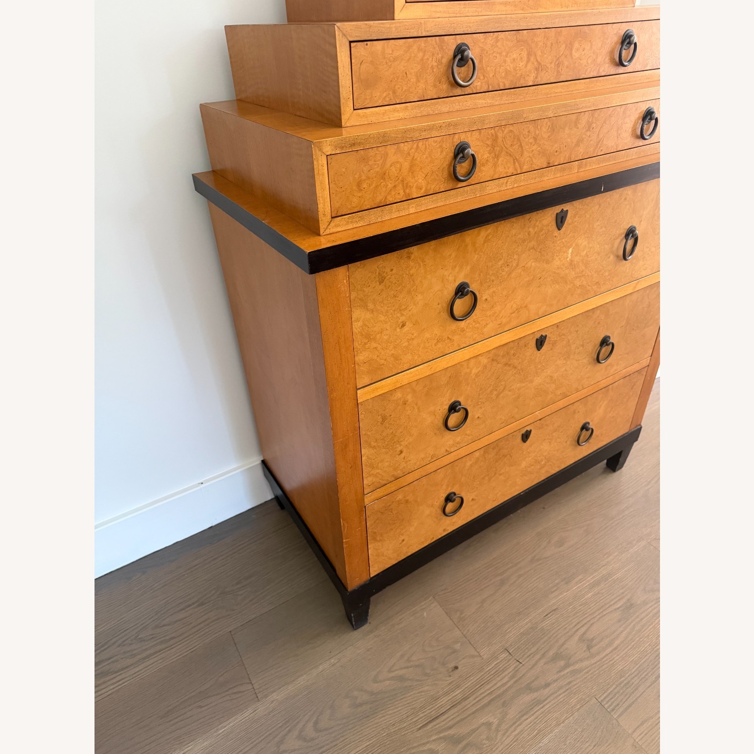 Biedermeier Reproduction Dark Brown Wood Chest - image-3