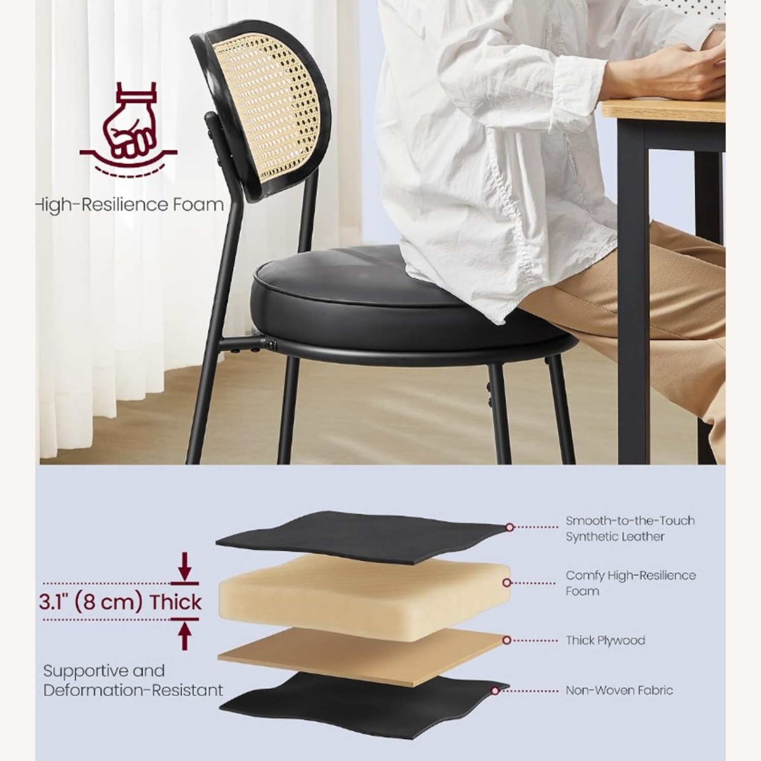 Amazon Vasagle Black Faux Leather Dining Chairs - image-4