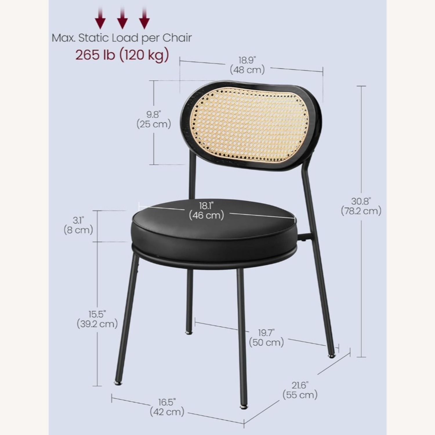 Amazon Vasagle Black Faux Leather Dining Chairs - image-2