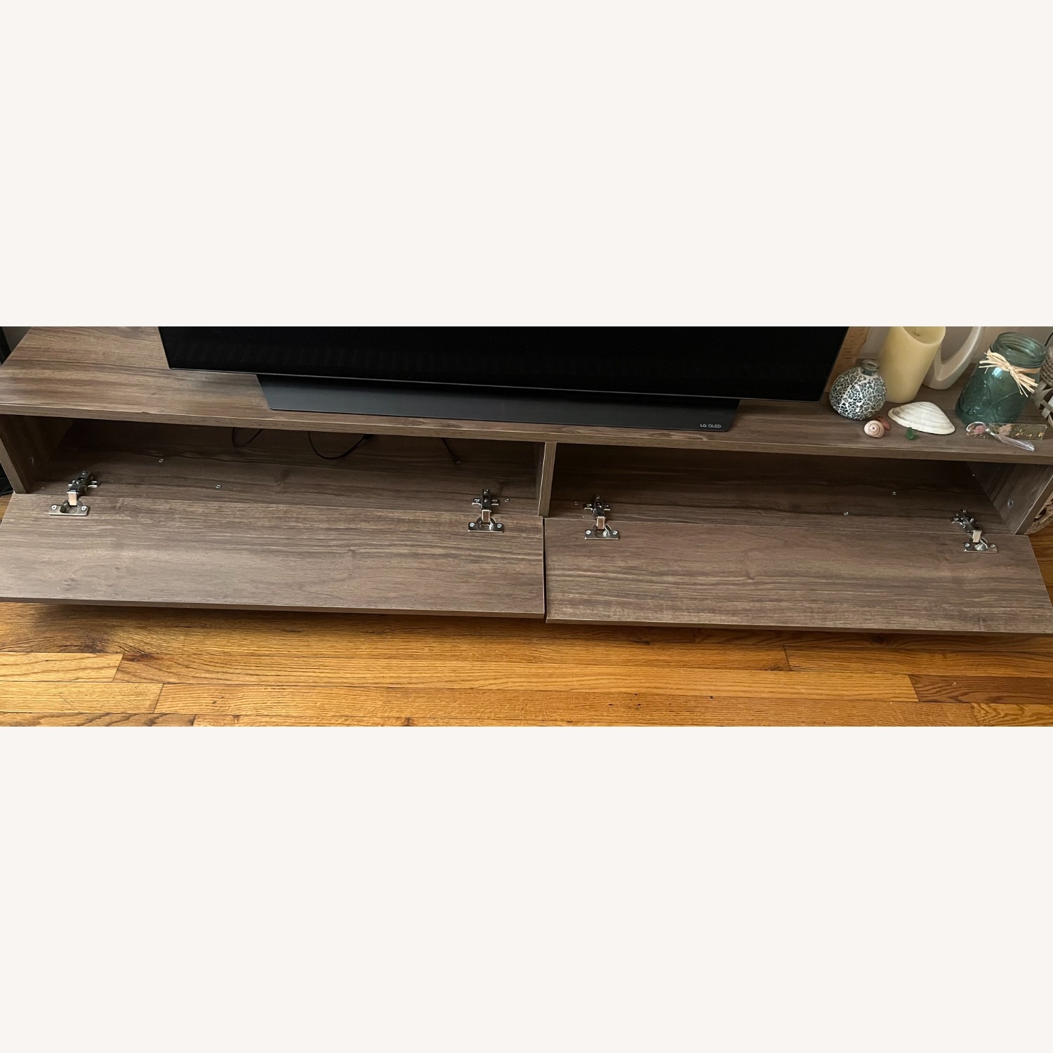 Dark Brown Wood Media Storage & TV Stand  - image-3