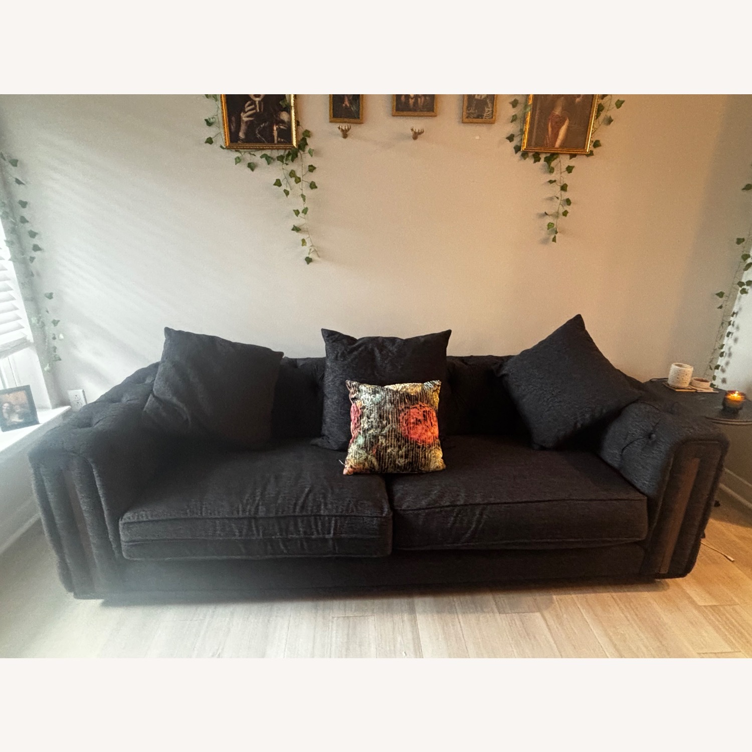 Dark Gray Fabric 2 Seater Sofa - image-2